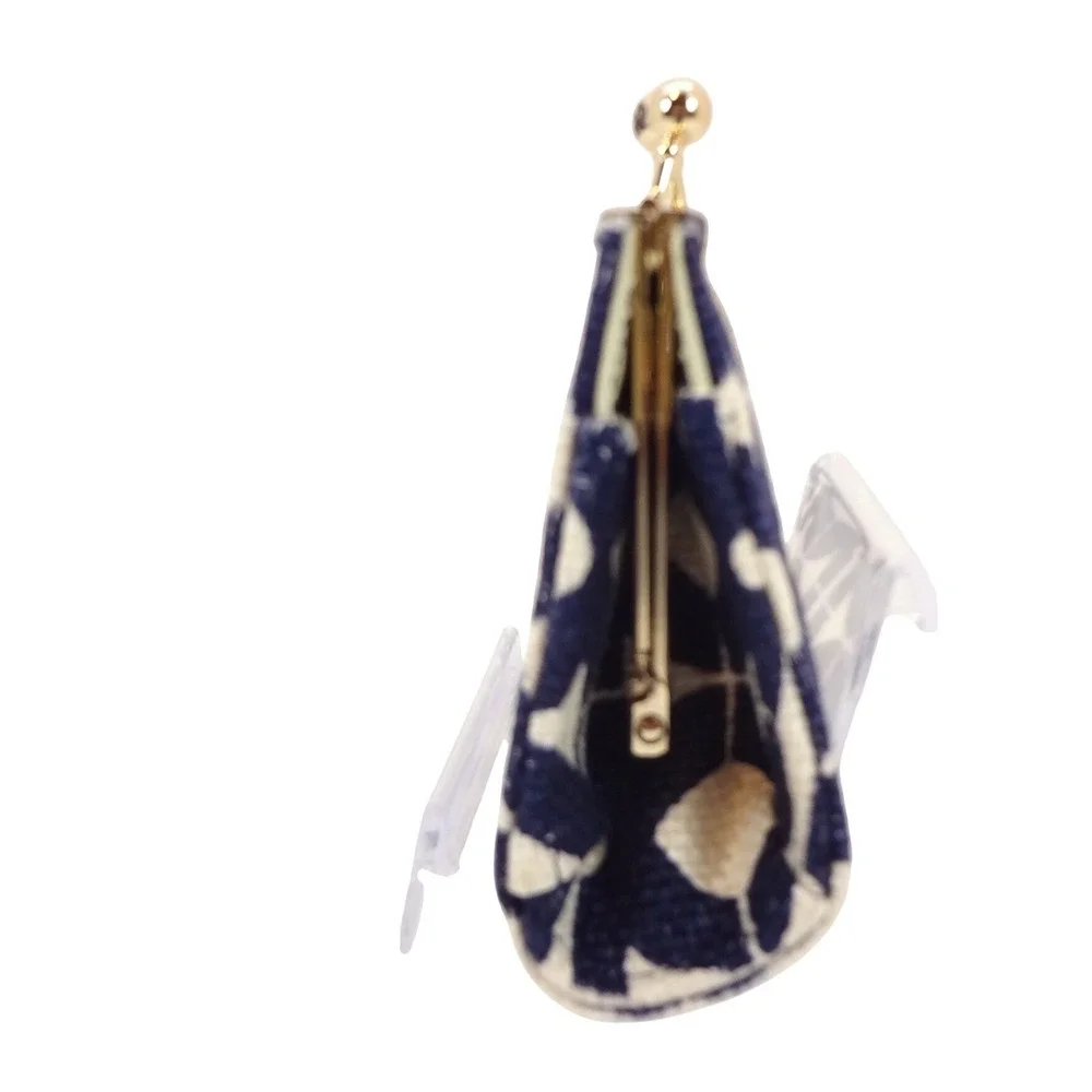 Spartina 449 Coin Purse Woens Small Navy Blue Excellent Geometric Kisslock Linen